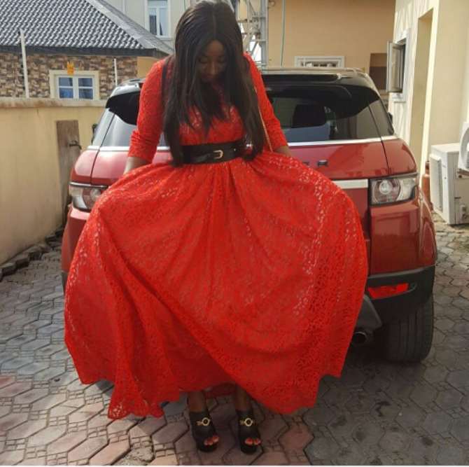 Actress Ini Edo Flaunts Massive Backside In Red Outfit