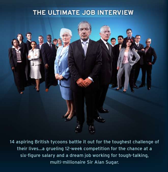 Intro of first ever Apprentice featuring Adenike Ogundoyin with 13 other  aspiring business tycoons
with Sir Alan Sugar