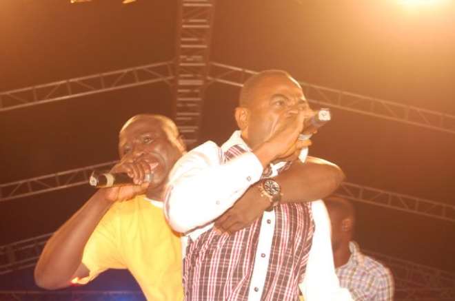 Eddy Montana and Gbenga Adeyinka on the Star Music Trek Stage Asaba
