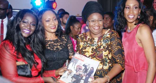 Zandiley Blay, Editor in Chief, True Tales Publication; Mrs Betty Kachikwu, Vice Chairman, True Tales Publication; Dame Abimbola Fashola, first Lady, Lagos State and Anne Omezi, Group Managing Director, Signature group during the launch of Hello Magazine 