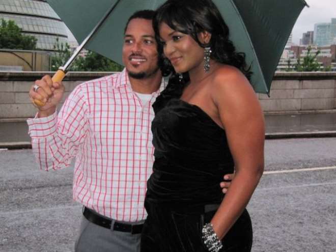 Omotola with Van Vicker; Business as usual...during one of her filming