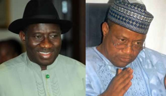 L-R: President Goodluck Jonathan and Babangida
