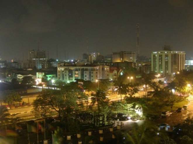 Adetokunbo Ademola Street at night 