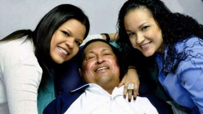 Mr Chavez with daughters Rosa Virginia, right, and Maria