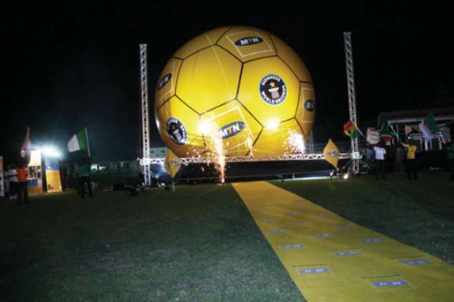 The ball, measuring 36 feet high, was launched ahead of the South Africa 2010 World Cup. Photo: FEMI ADEBESIN-KUTI 
