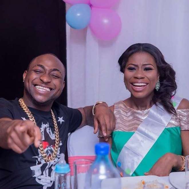 Davido and Sophia at her baby shower. Good times. (Dele Momodu )
